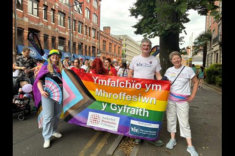 Laura Thomas (TLS' LGBTQ+ network & Browne Jacobson), Mark Evans (TLS) & Sian Hughes (SRA)